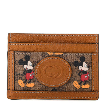Gucci X DISNEY Mini Vintage GG Supreme Monogram Mickey Mouse Card Holder Beige Vintage Sun Oil 1 of 7