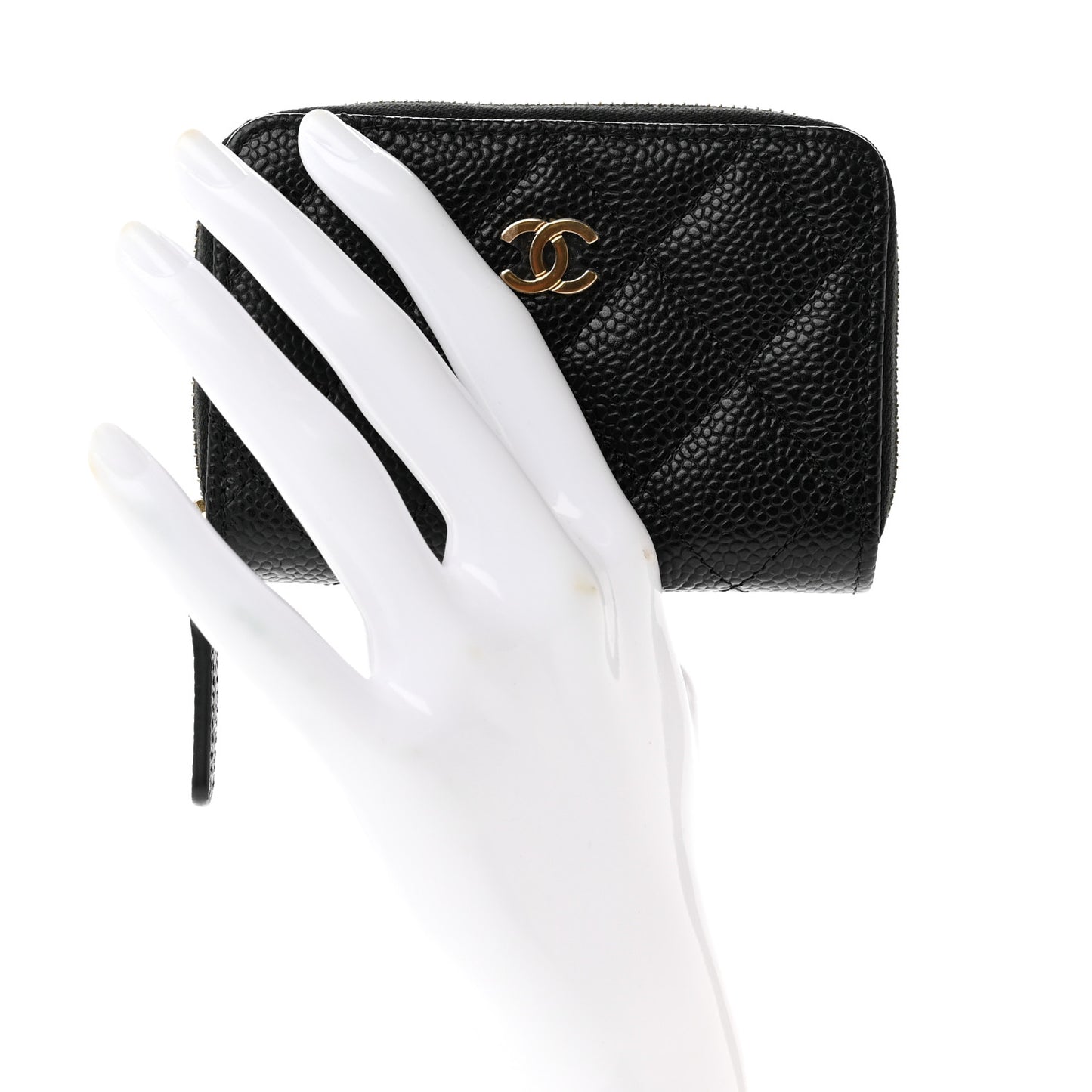 Caviar Quilted Zip Coin Purse Black