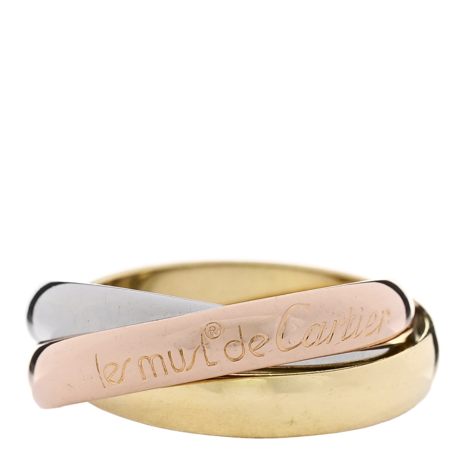 Cartier 18K Pink Yellow White Gold Classic Les Must De Cartier Trinity Ring 51 5.75 1 of 6