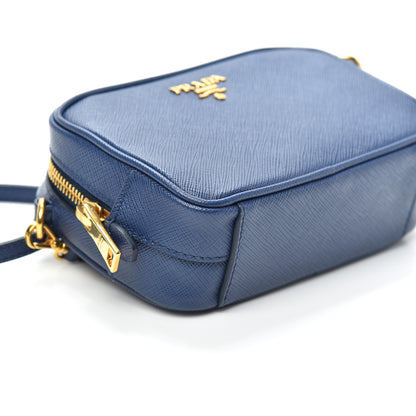 Prada Saffiano Mini Camera Crossbody Bag Bleuette 8 of 9