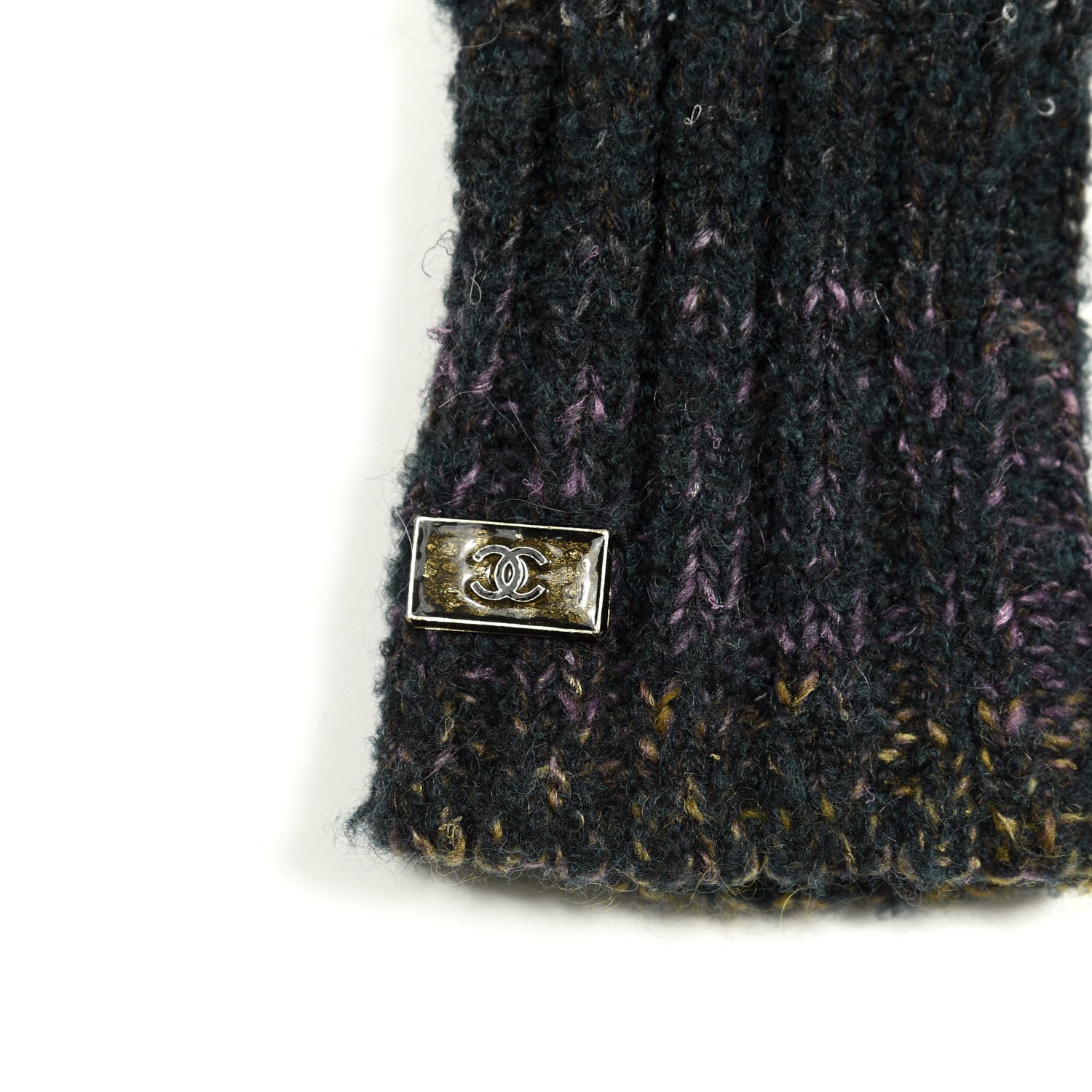 Chanel Cashmere Wool Silk Mohair Fingerless Gloves S Multicolor 2 of 4