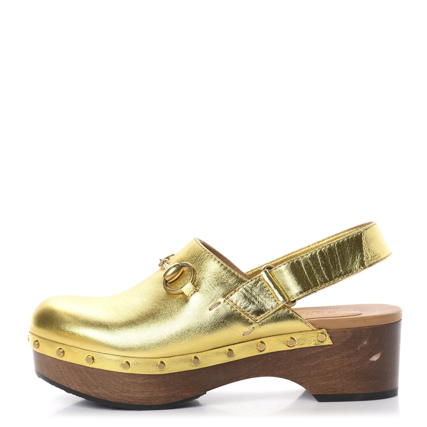 Gucci Metallic Nappa Horsebit Amstel Slingback Clogs 36 Oro Vecchio 1 of 7
