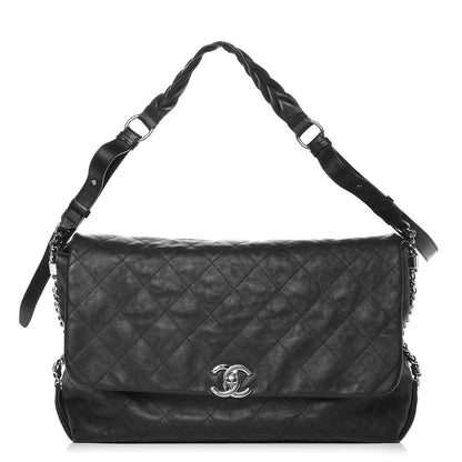 Chanel Grained Calfskin Stitched Medium Braided With Style Flap Black 1 of 7