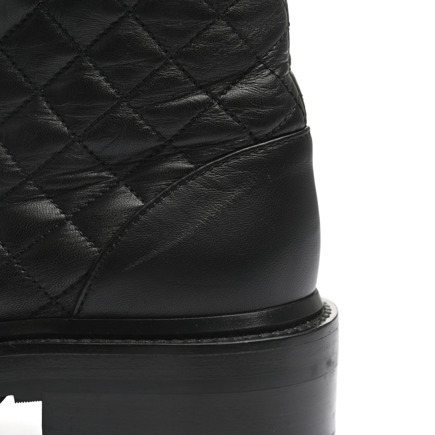 Chanel Shiny Lambskin Quilted Lace Up Combat Boots 38 Black 12 of 13