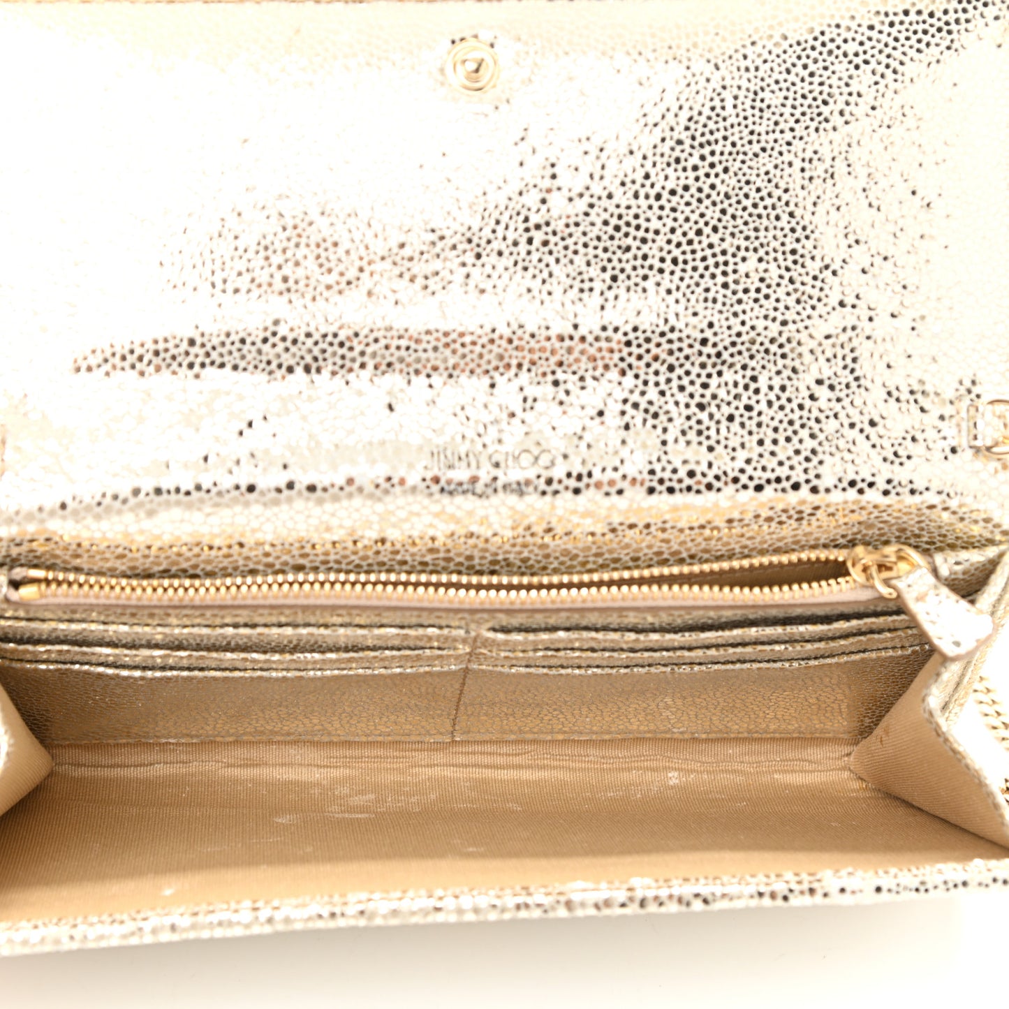 Glitter Fabric Milla Chain Wallet Champagne