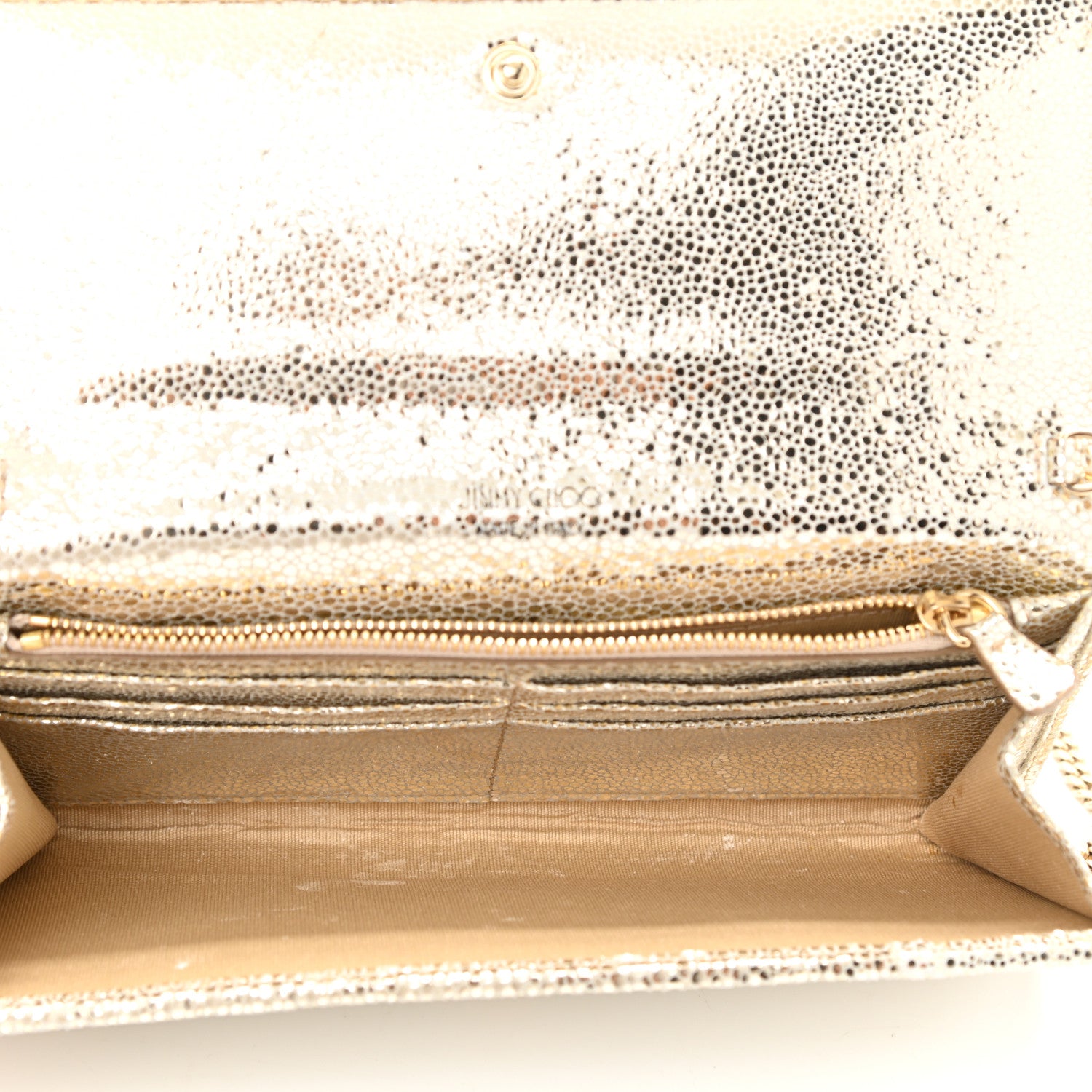Jimmy Choo Glitter Fabric Milla Chain Wallet Champagne 5 of 9
