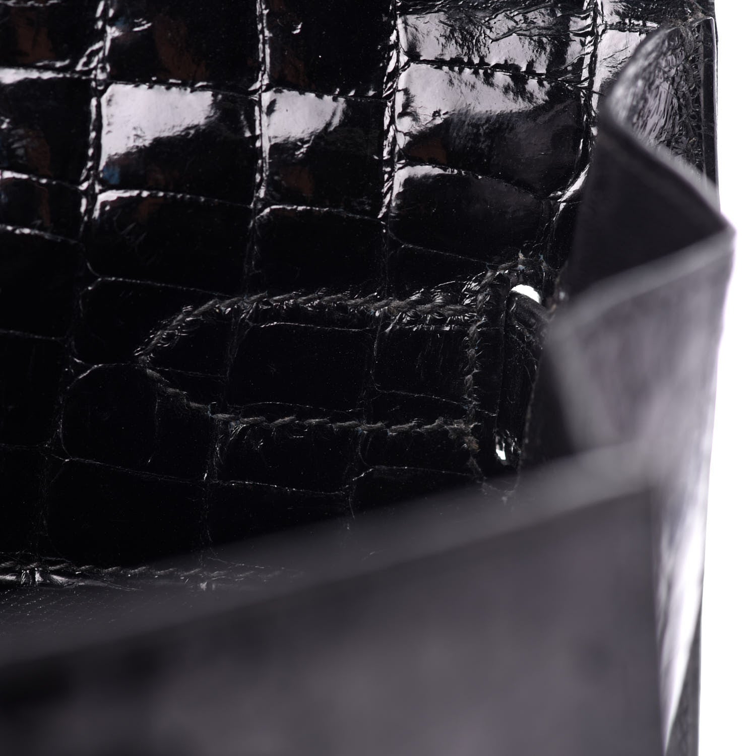 Hermes Shiny Crocodile Kelly Sellier 32 Black 13 of 33