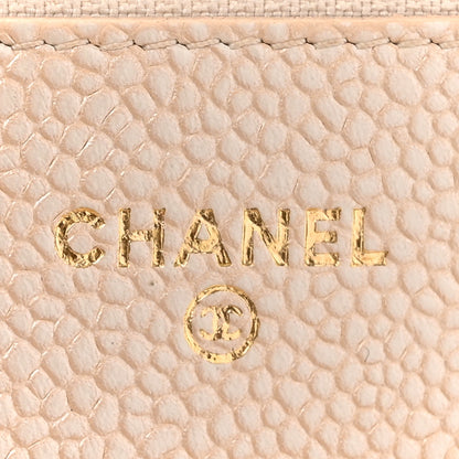 Chanel Pearly Caviar Quilted Wallet On Chain WOC Beige 6 of 18