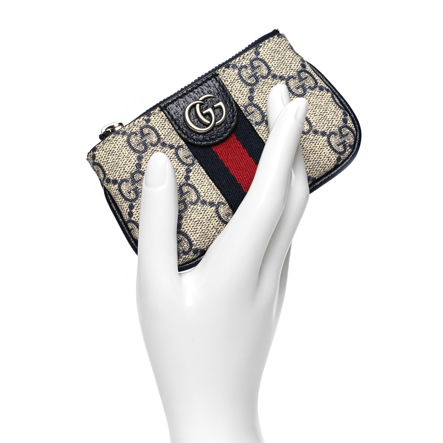 GG Supreme Monogram Web Ophidia Key Case Beige Blue