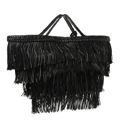 Saint Laurent Calfskin Panier Fringe Tote Black 3 of 11