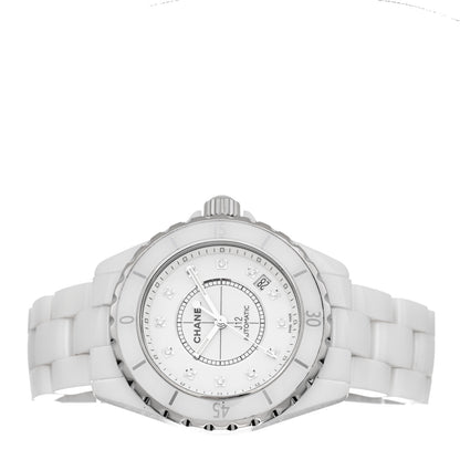 Chanel Stainless Steel Ceramic Diamond 38mm J12 Automatic Watch White 2 of 4