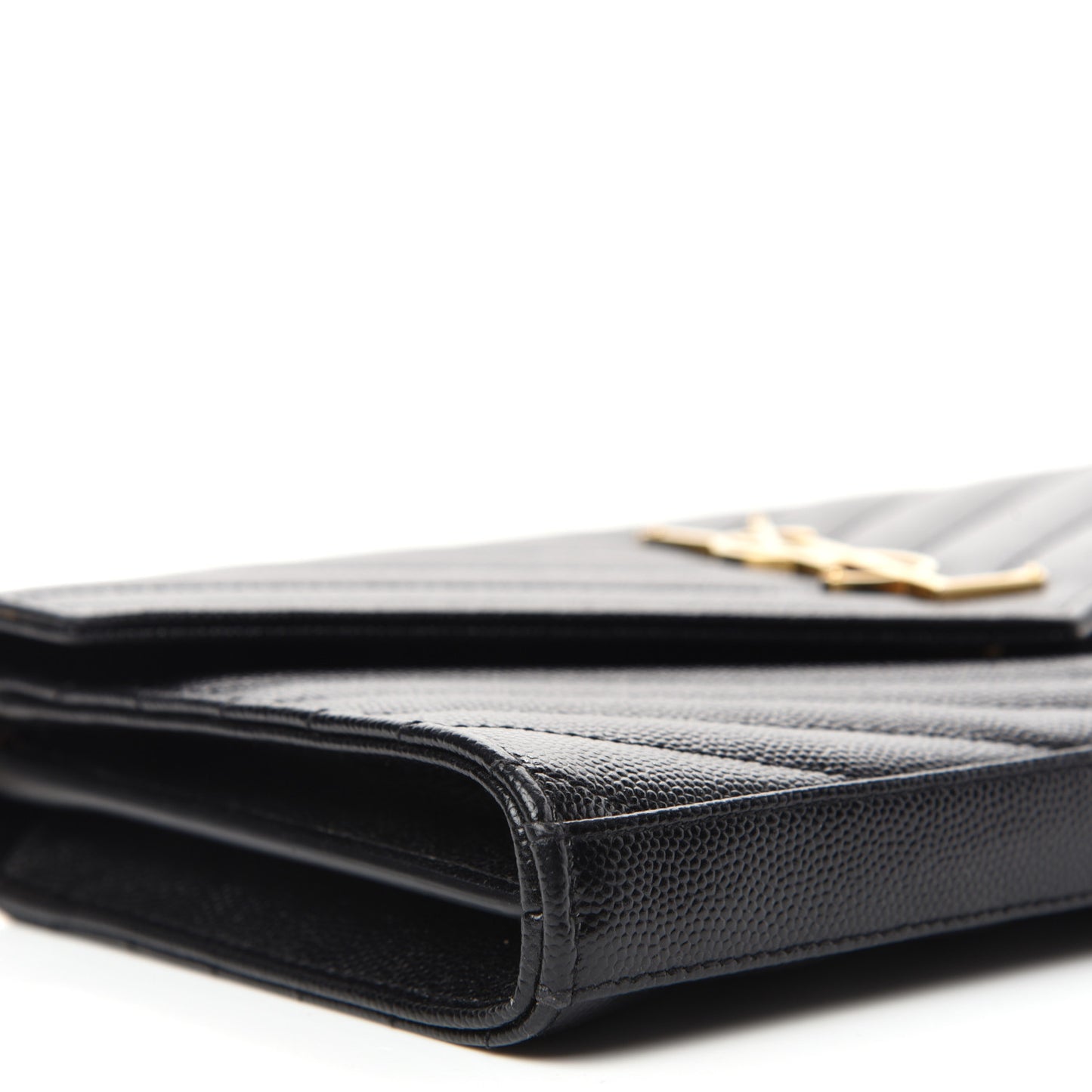 Grain De Poudre Matelasse Chevron Monogram Chain Wallet Black