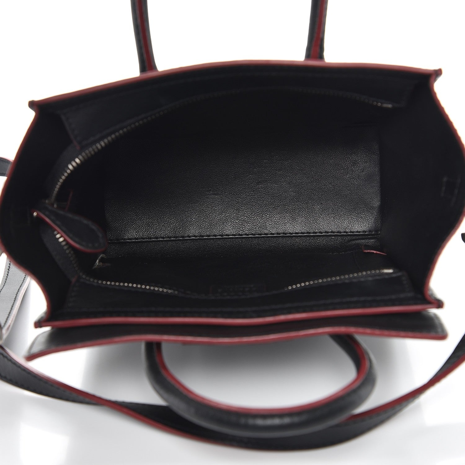 Celine Smooth Calfskin Nano Luggage Black Red 6 of 13