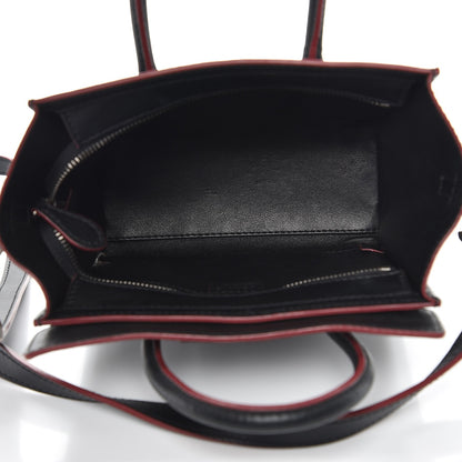 Celine Smooth Calfskin Nano Luggage Black Red 6 of 13