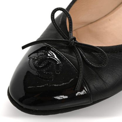 Chanel Lambskin Patent Cap Toe Ballerina Flats 39 Black 10 of 16
