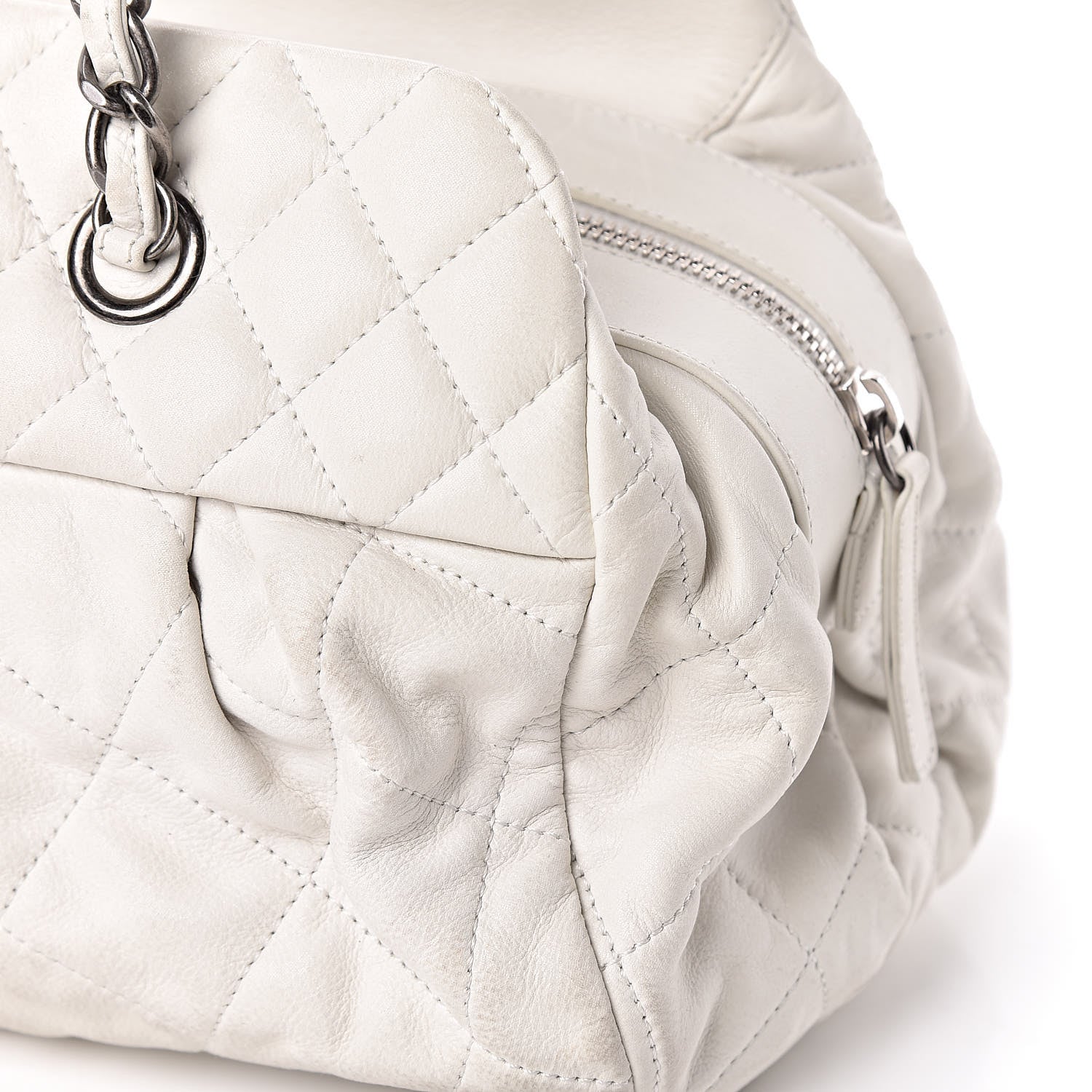 Chanel Iridescent Calfskin Chic Quilt Bowling Bag White 11 of 21
