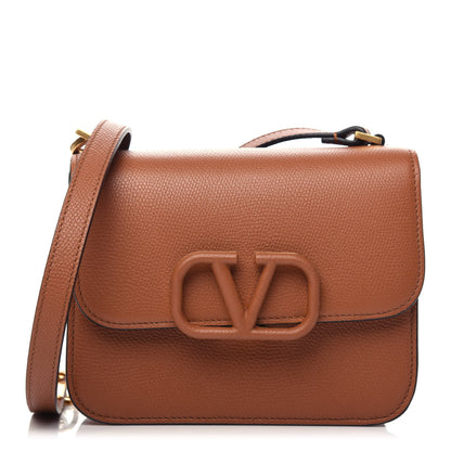 Valentino Garavani Grainy Calfskin Small VSling Shoulder Bag Saddle Brown 1 of 8
