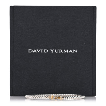David Yurman Sterling Silver 18K Yellow Gold Diamond 3mm Cable Buckle Bracelet 4 of 4