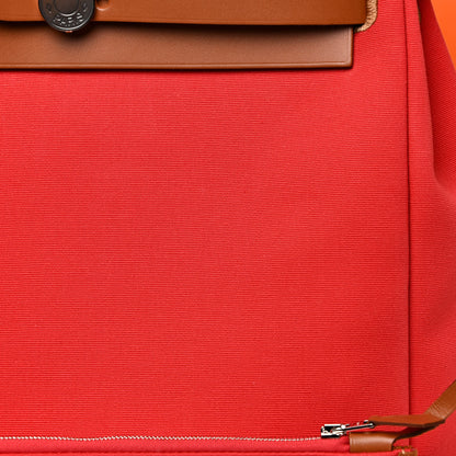 Hermes Military Toile Vache Hunter Herbag a Dos Zip Retourne Backpack Bougainvillea Fauve 9 of 13