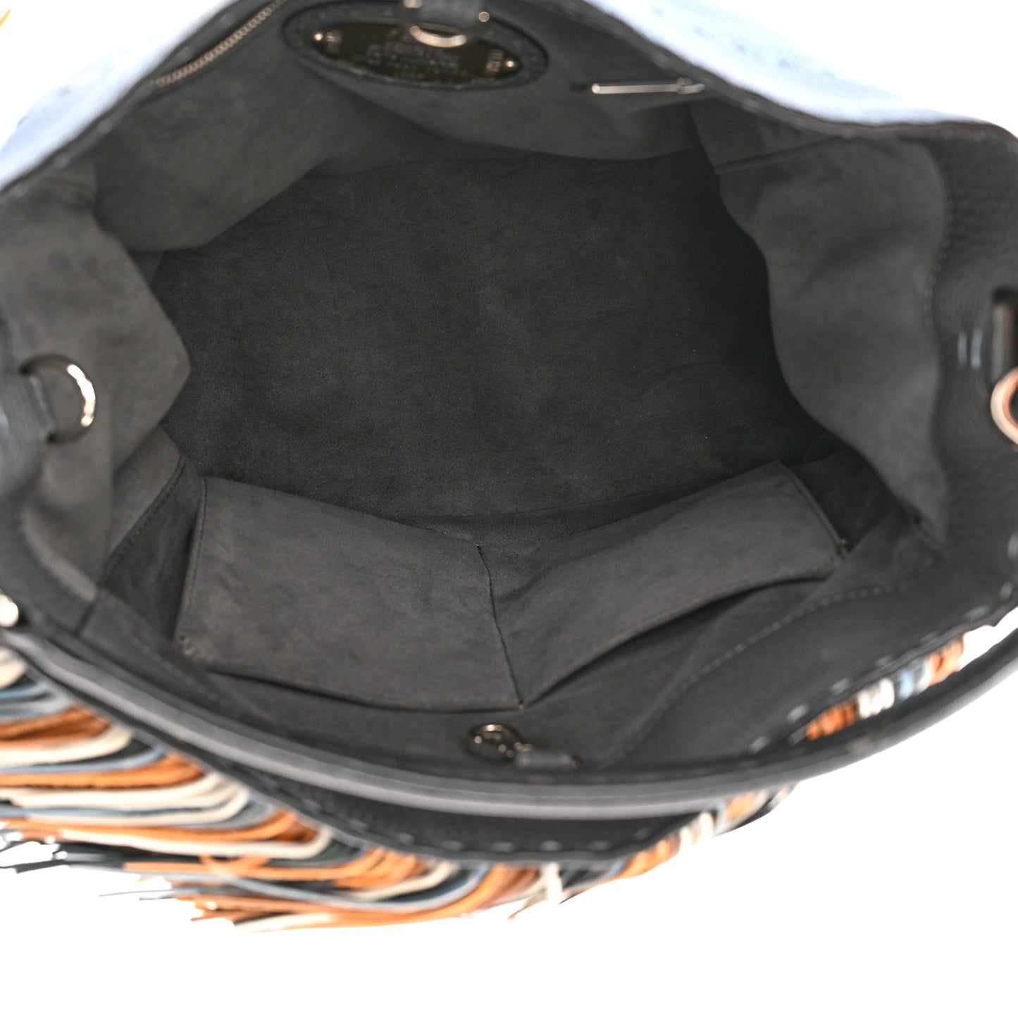 Nappa Romano Selleria Fringed Small Anna Bucket Bag Blue Cuoio