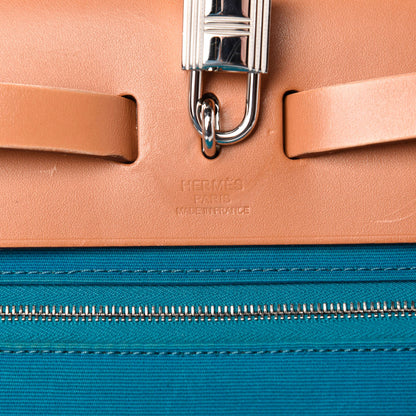 Hermes Vache Hunter Toile Herbag Zip 31 PM Bleu Natural 9 of 10