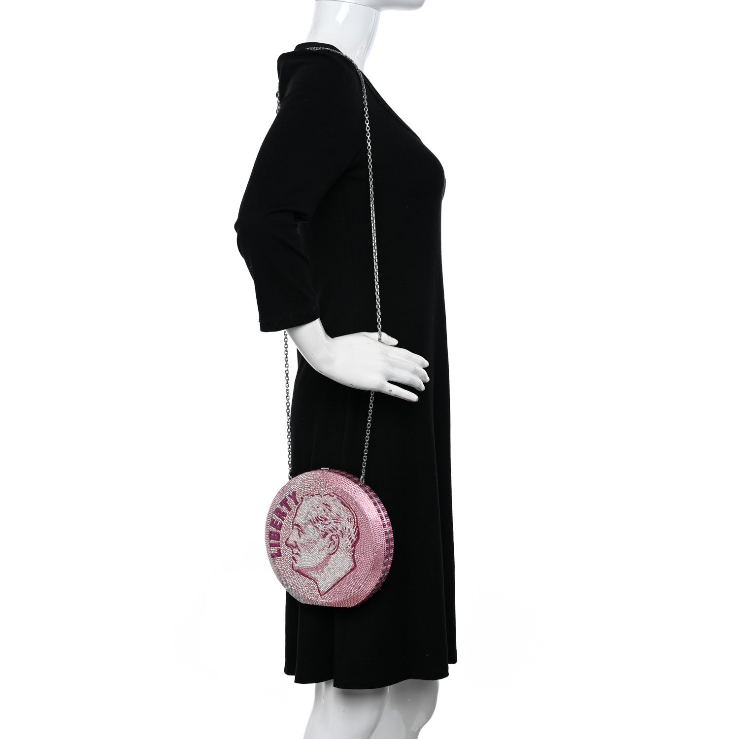 Judith Leiber Crystal No Ceilings Dime Disc Bag Pink 1 of 13