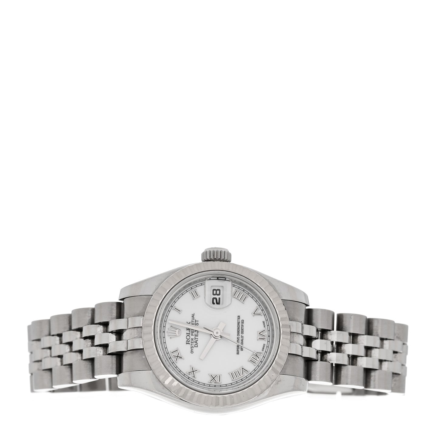 Stainless Steel 18K White Gold 26mm Oyster Perpetual Datejust Watch White Roman 179174
