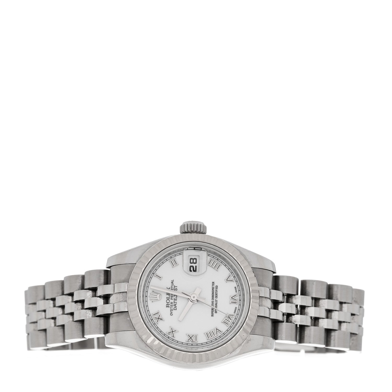 Rolex Stainless Steel 18K White Gold 26mm Oyster Perpetual Datejust Watch White Roman 179174 2 of 5
