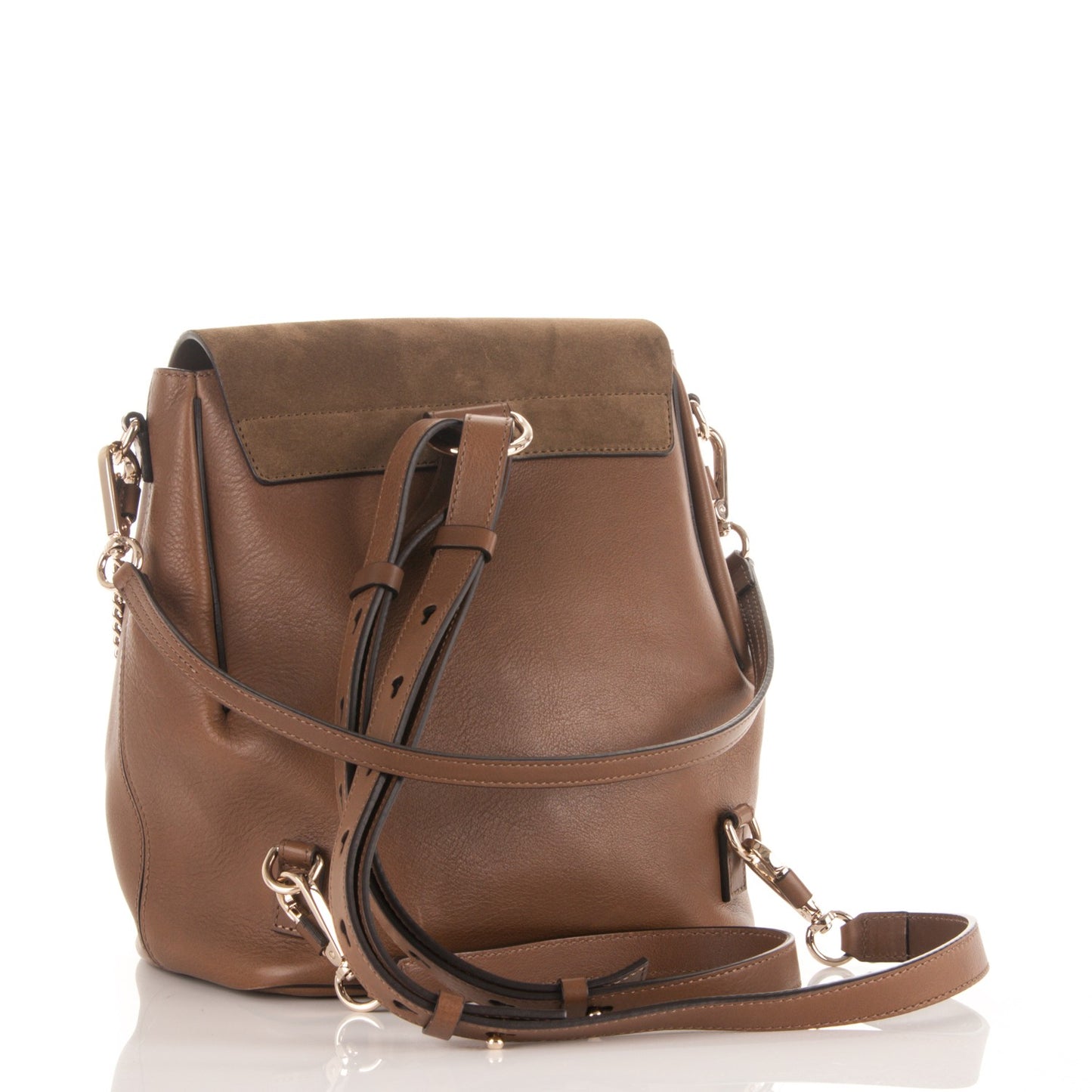 Suede Calfskin Medium Faye Backpack Woody Khaki