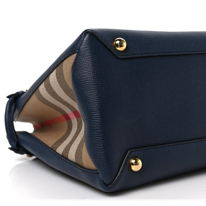 Burberry Derby Calfskin House Check Medium Banner Tote Ink Blue 8 of 9