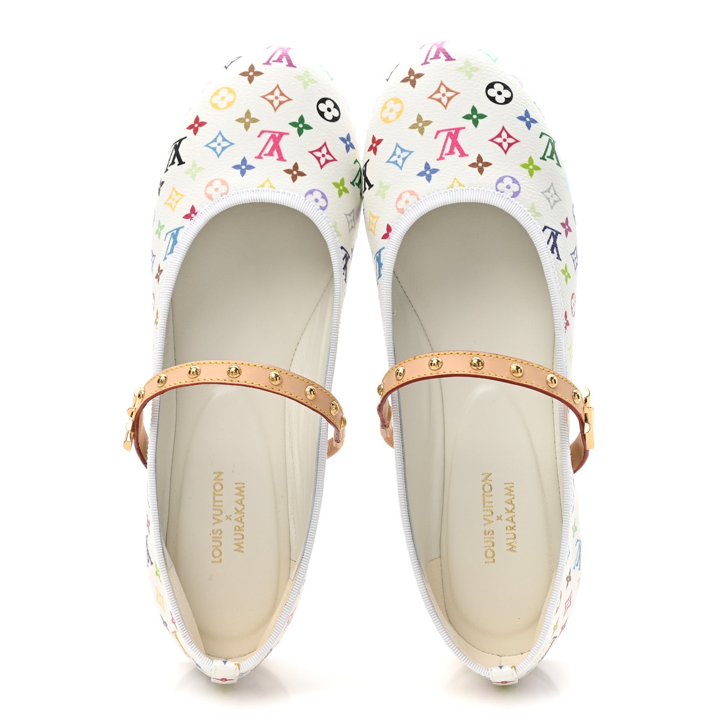 LV X TM Monogram Multicolor Romy Flat Ballerinas 38.5 White
