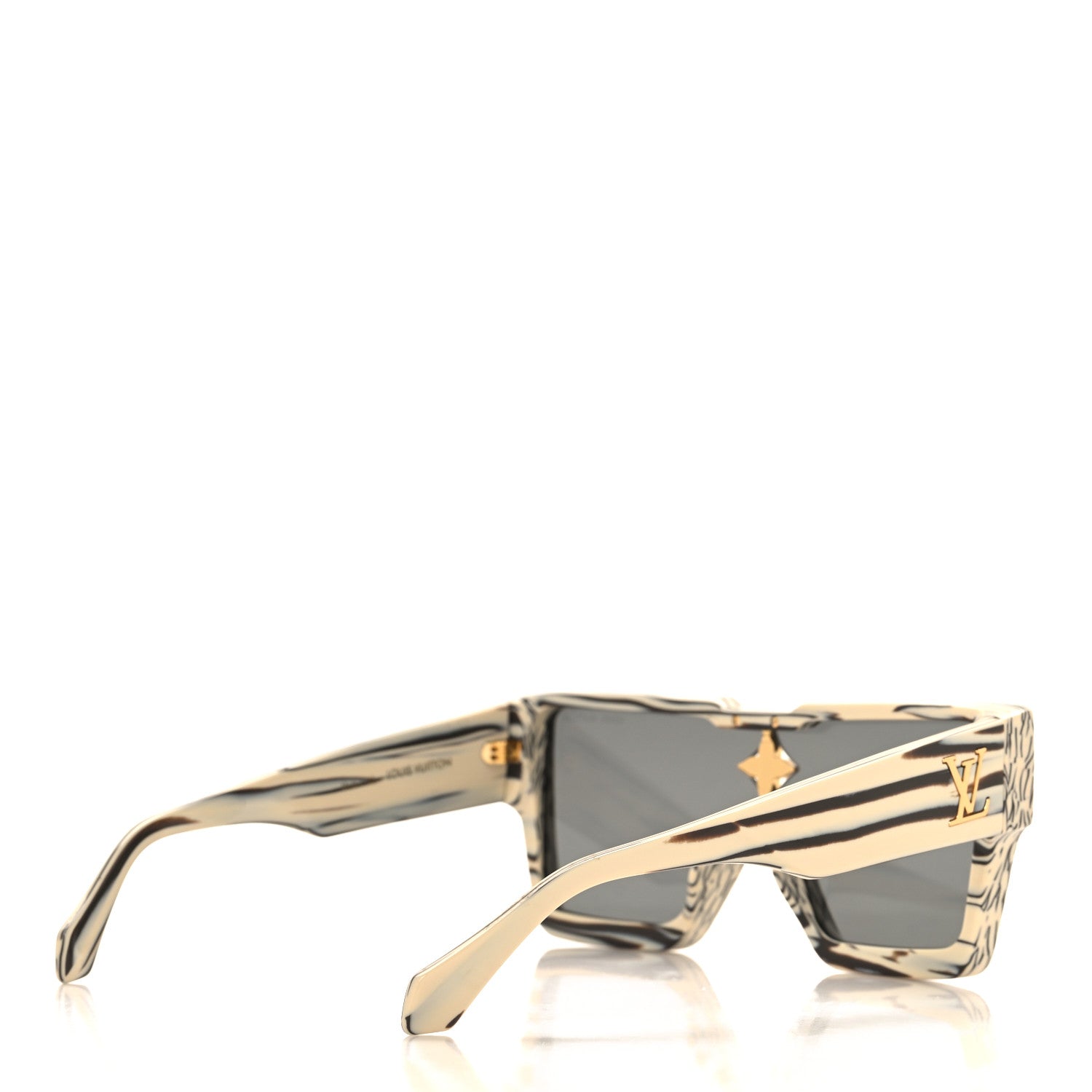 Louis Vuitton Acetate Swarovski Crystal Zebra Cyclone Sunglasses Z1643E Ivory 4 of 8