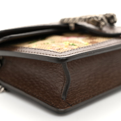 Gucci Monogram Jumbo GG Textured Dollar Calfskin Embroidered Super Mini Dionysus Shoulder Bag Camel Ebony New Acero Multicolor 8 of 10