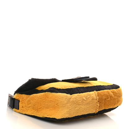 Fendi Fur Calfskin Lizard Baguette Yellow Brown 3 of 6