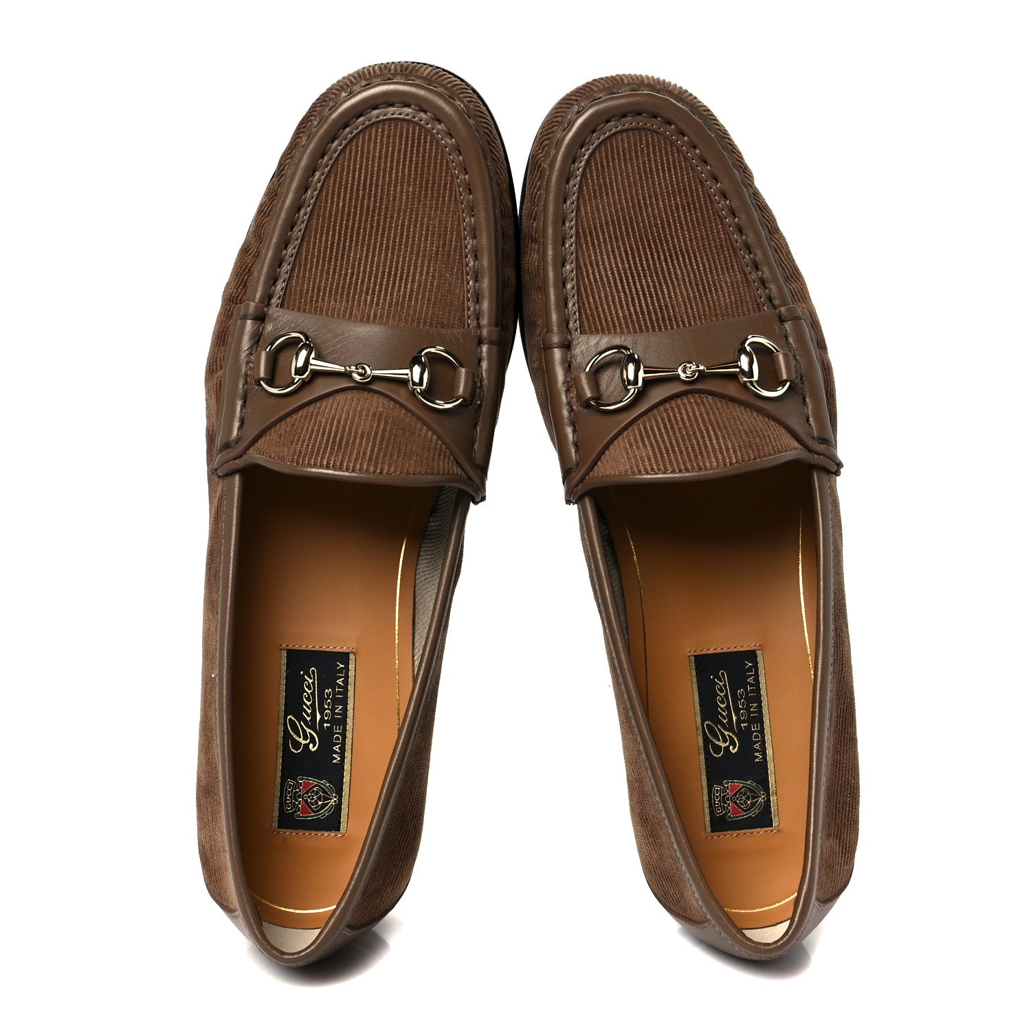 Gucci Corduroy Womens 1953 Horsebit Loafers 38.5 Velvety Camel 2 of 9