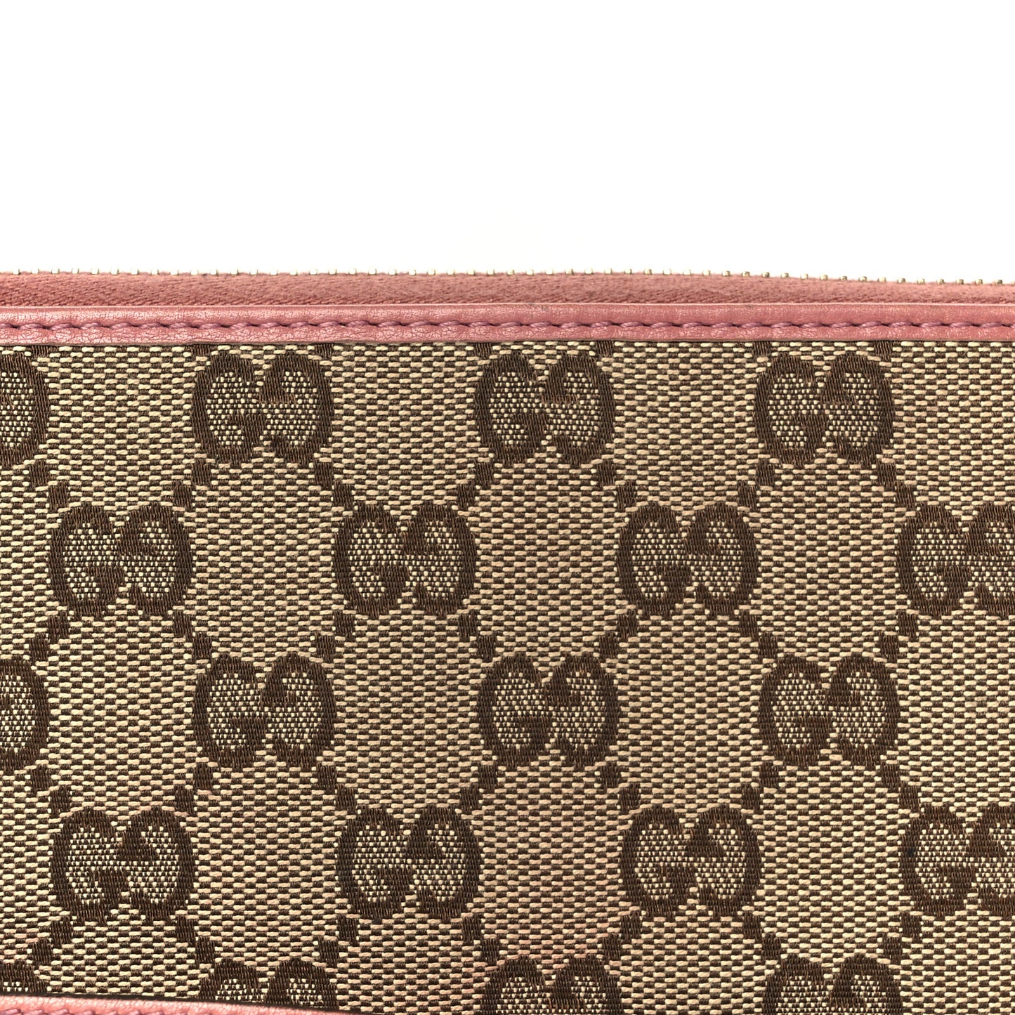 Monogram Heart Zip Around Wallet Wristlet Beige Pink