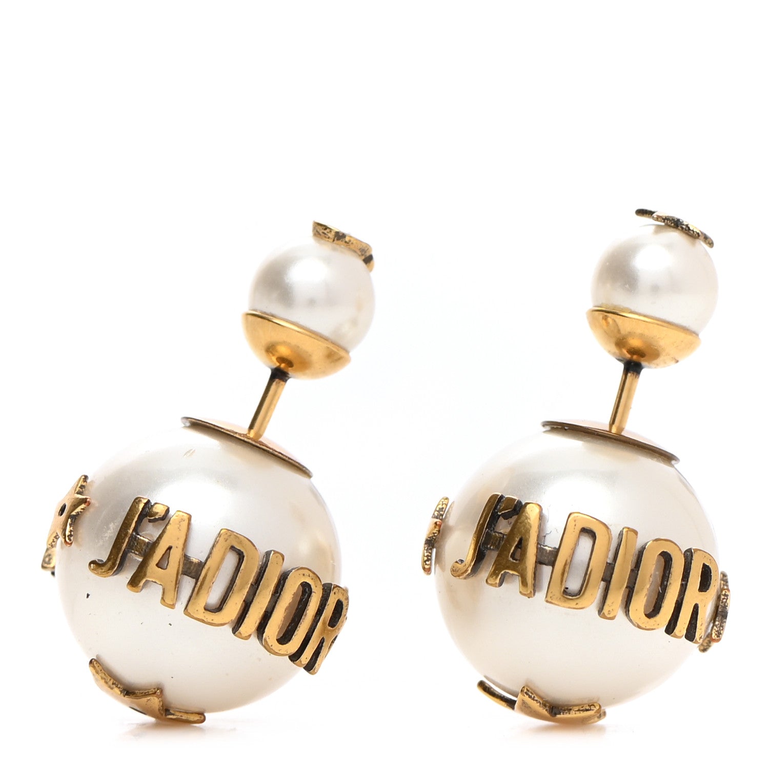Christian Dior Pearl J'Adior Mise En Dior Tribal Earrings Gold 1 of 5
