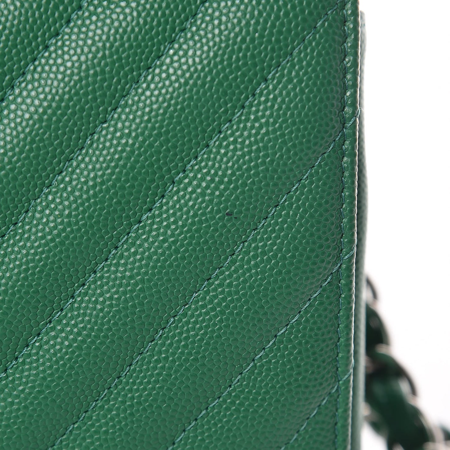 Caviar Chevron Quilted Jumbo Double Flap Green