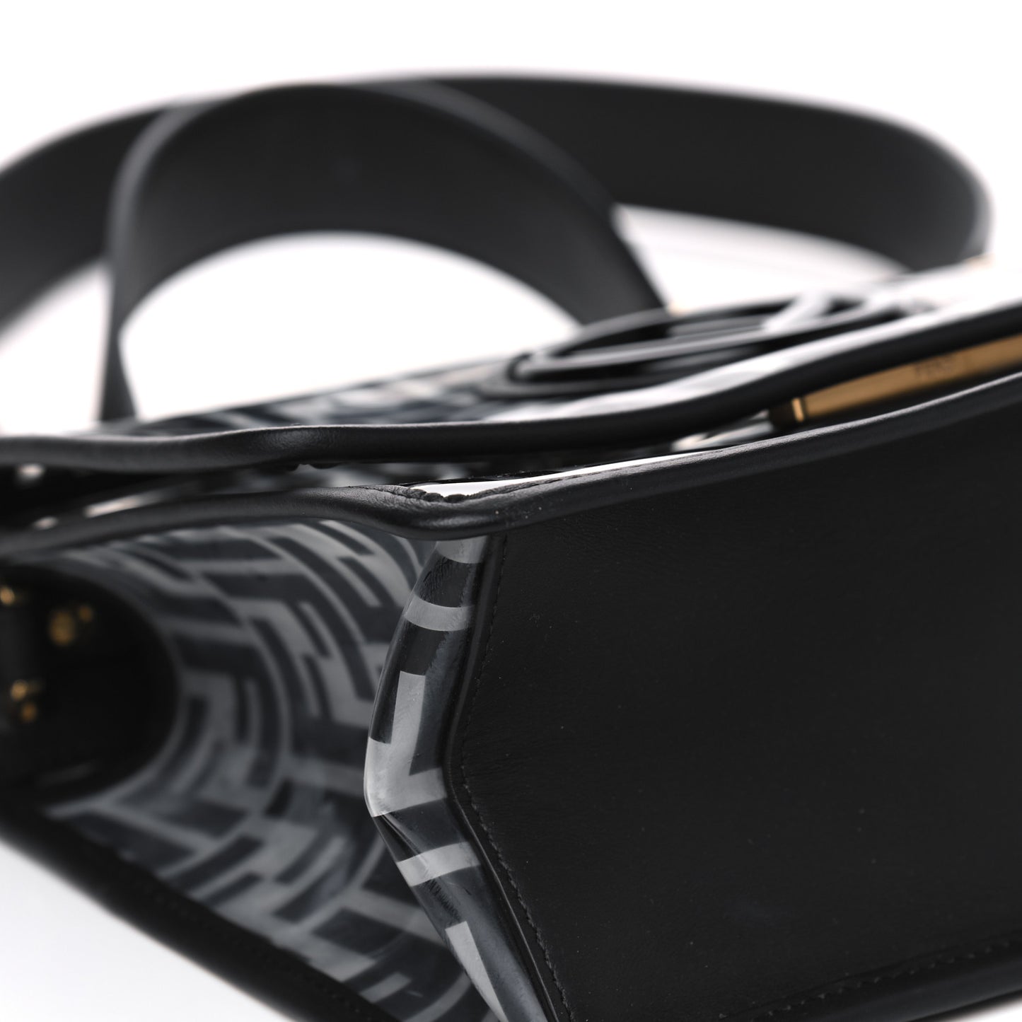 TPU FF Vitello Century F is Fendi Kan I Shoulder Bag Black