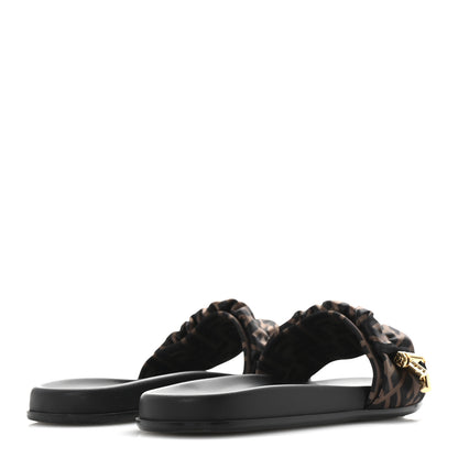 Fendi Satin FF Fendi Feel Slide Sandals 41 Tobacco Black 5 of 11