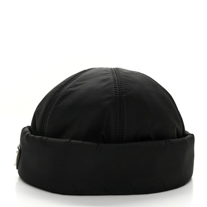 Prada Re-Nylon Padded Metal Triangle Logo Mens Beanie L Black 3 of 9