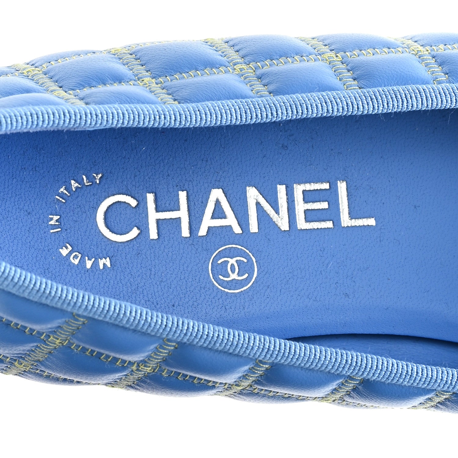 Chanel Lambskin Embroidered Grosgrain Cap Toe CC Ballerina Flats 39 Blue Yellow Black 8 of 9