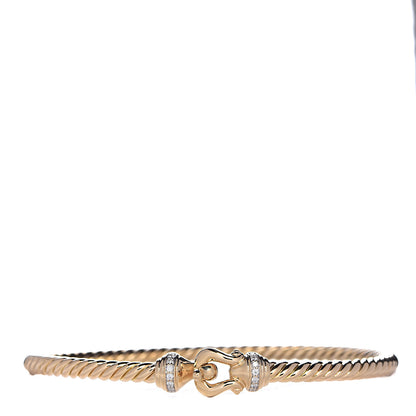 David Yurman 18K Yellow Gold Diamond 3.5mm Cable Buckle Bracelet 1 of 6