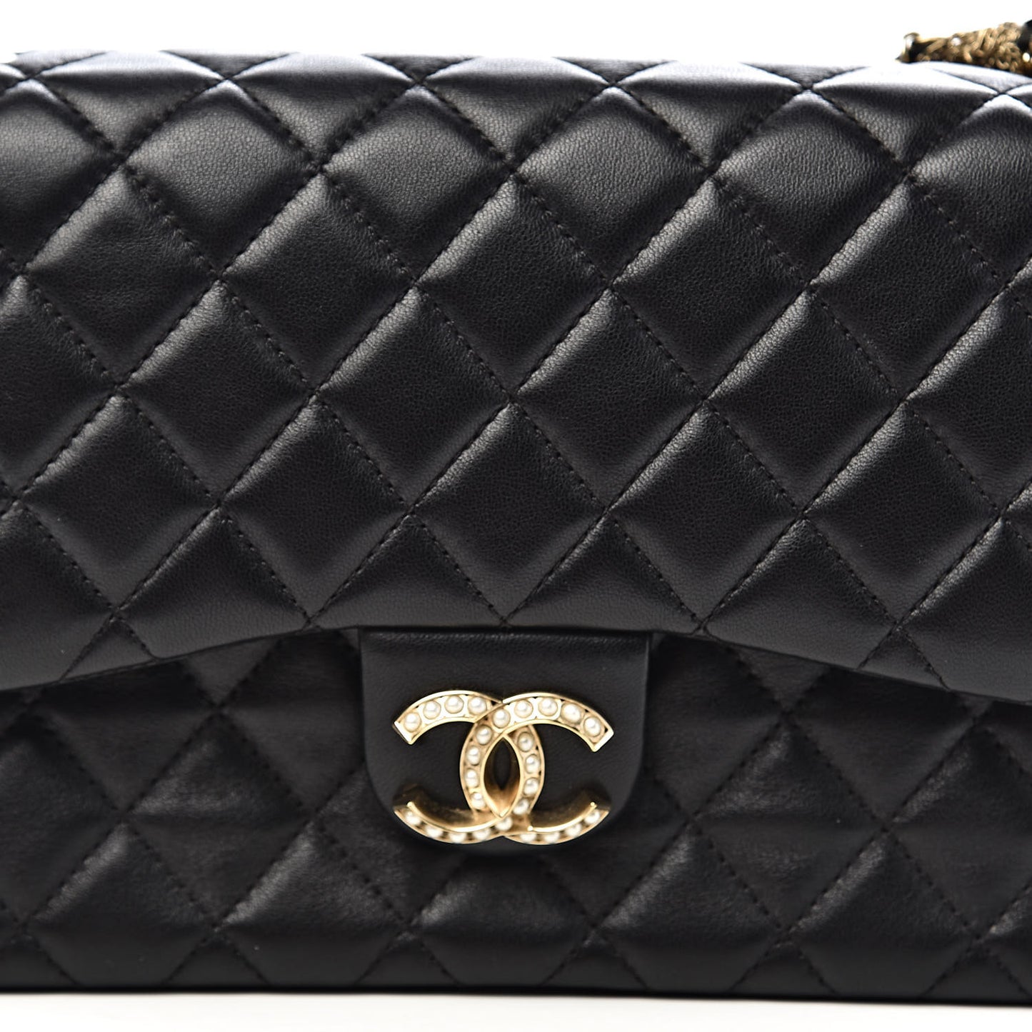 Lambskin Quilted Medium Westminster Pearl Flap Black
