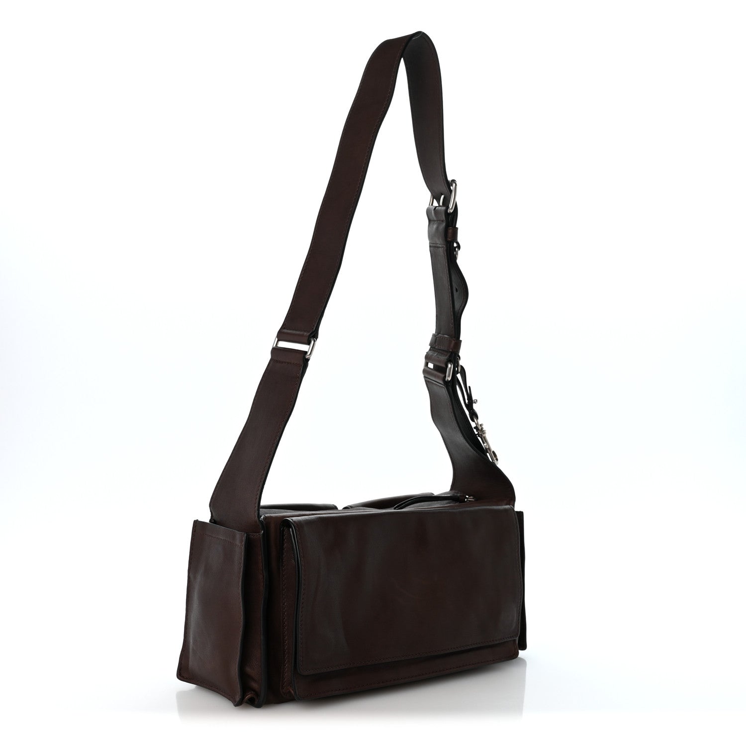 Miu Miu Nappa Utilitaire Shoulder Bag Dark Brown 3 of 12
