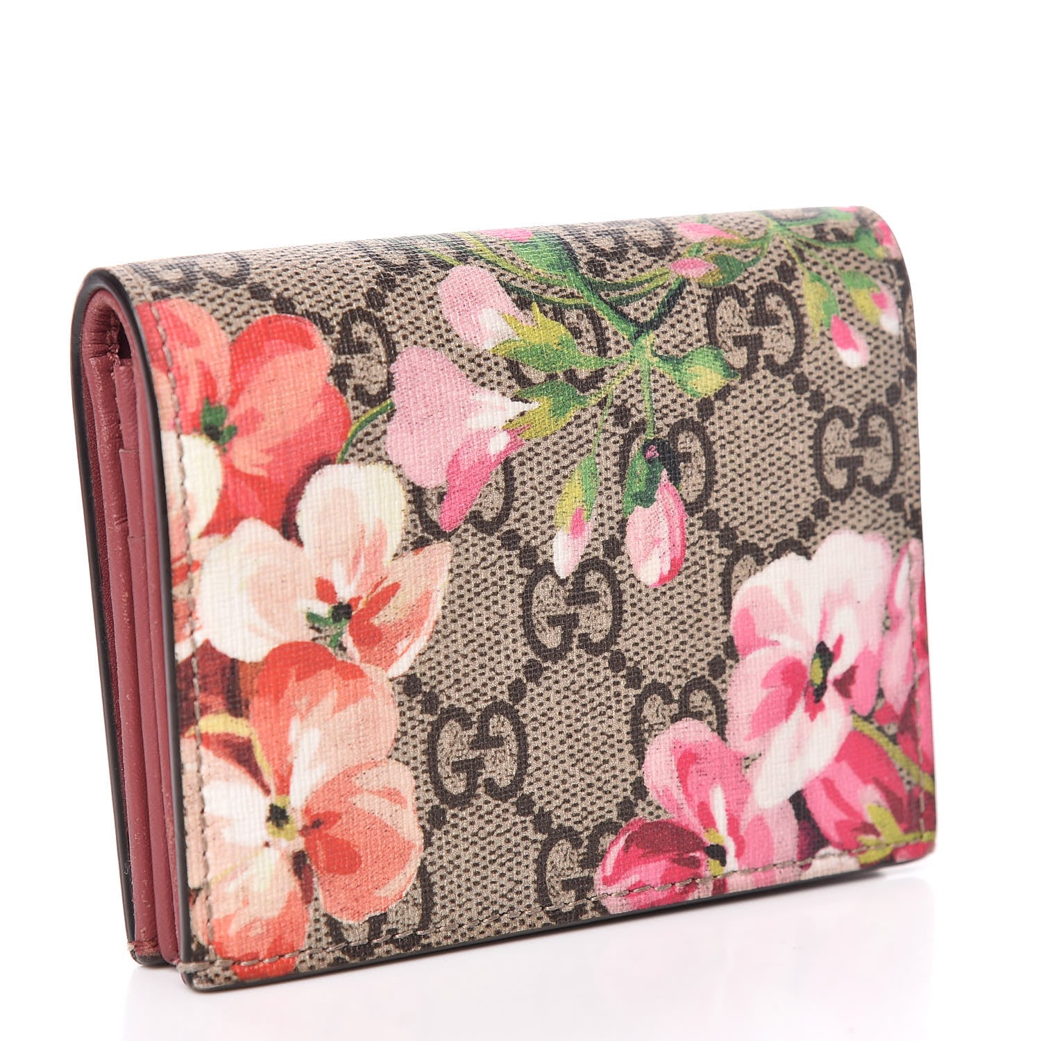 Gucci GG Supreme Monogram Blooms Card Case Beige Multicolor Dry Rose 3 of 12