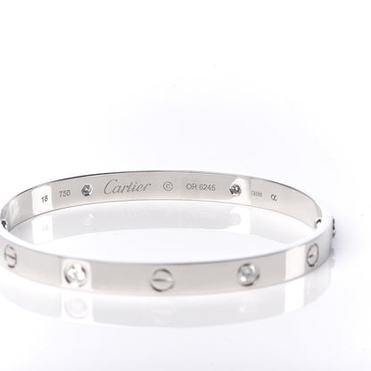 Cartier 18K White Gold 4 Diamond LOVE Bracelet 18 5 of 6