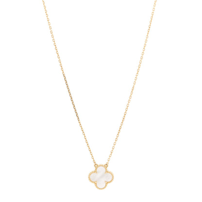 Van Cleef & Arpels 18K Yellow Gold Mother of Pearl Vintage Alhambra Pendant Necklace 1 of 7