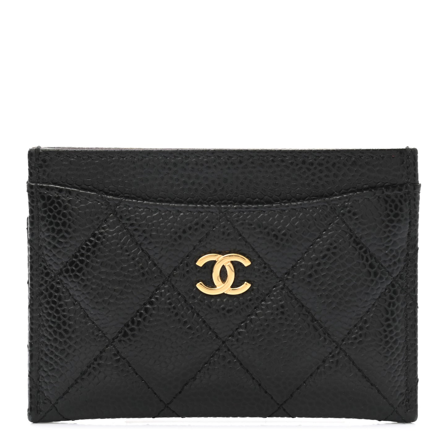 Caviar Quilted Card Holder Black