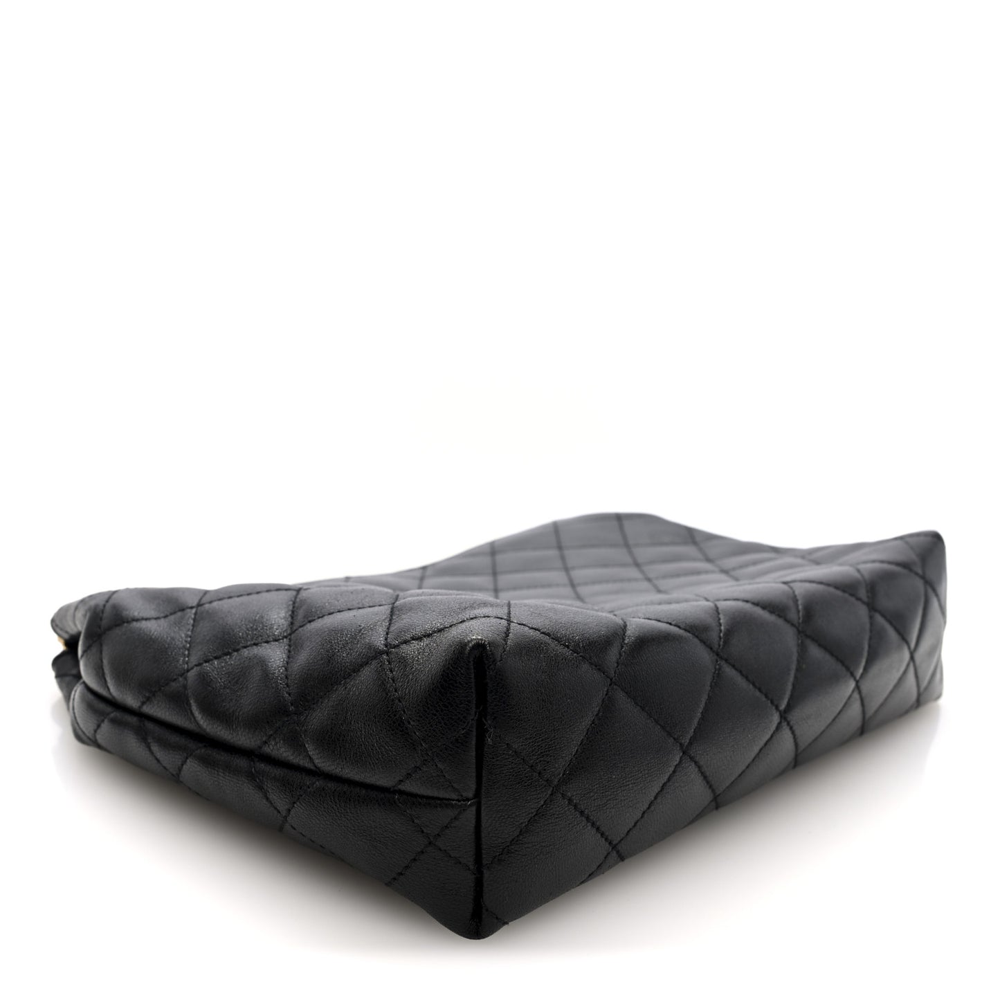 Calfskin Quilted Embroidered Cassandre Large Cosmetic Pouch Black